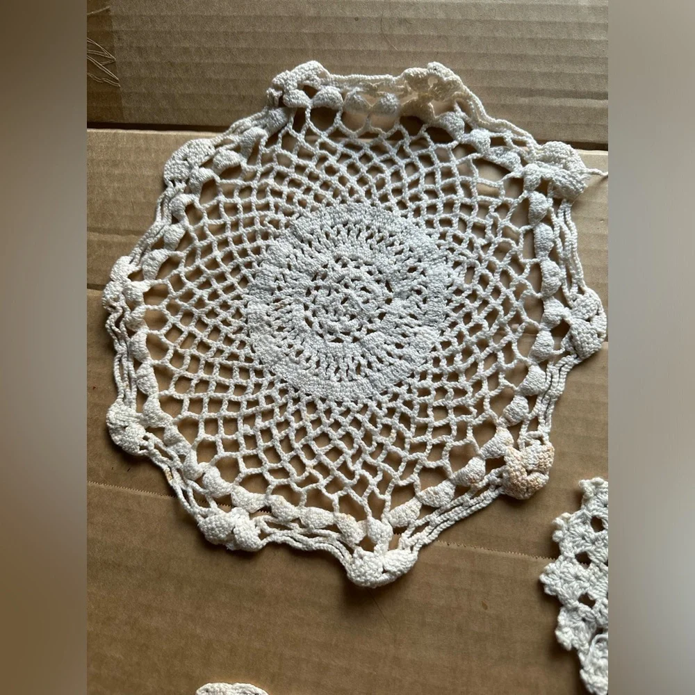 Vintage Doilies 4 piece lot - light stains